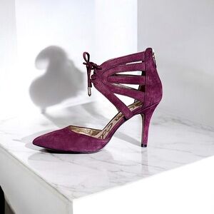 Sam Edelman ‘Zachary' Cutout Ankle Cuff Suede Pump Women’s Sz 6 Rich Hue Purple